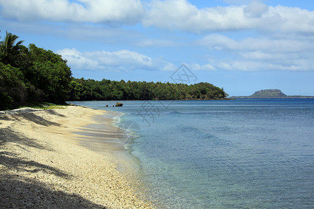 瓦努阿岛瓦努阿图热带岛屿埃法特白珊瑚海滩背景