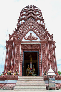 PrachuapKhiriKhan城市支柱中小佛教寺庙的步骤和外表图片