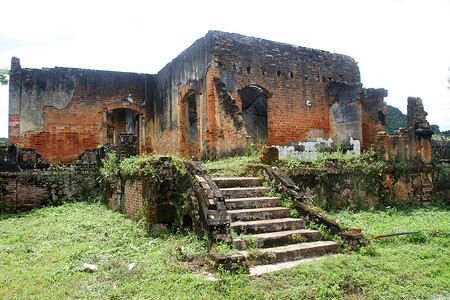 老挝Sienghuang旧砖庙的废墟背景图片