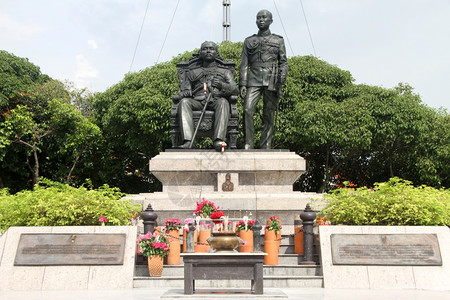 沙克顿纪念碑泰国曼谷朱拉隆功大学的罗摩五世和罗摩六世背景