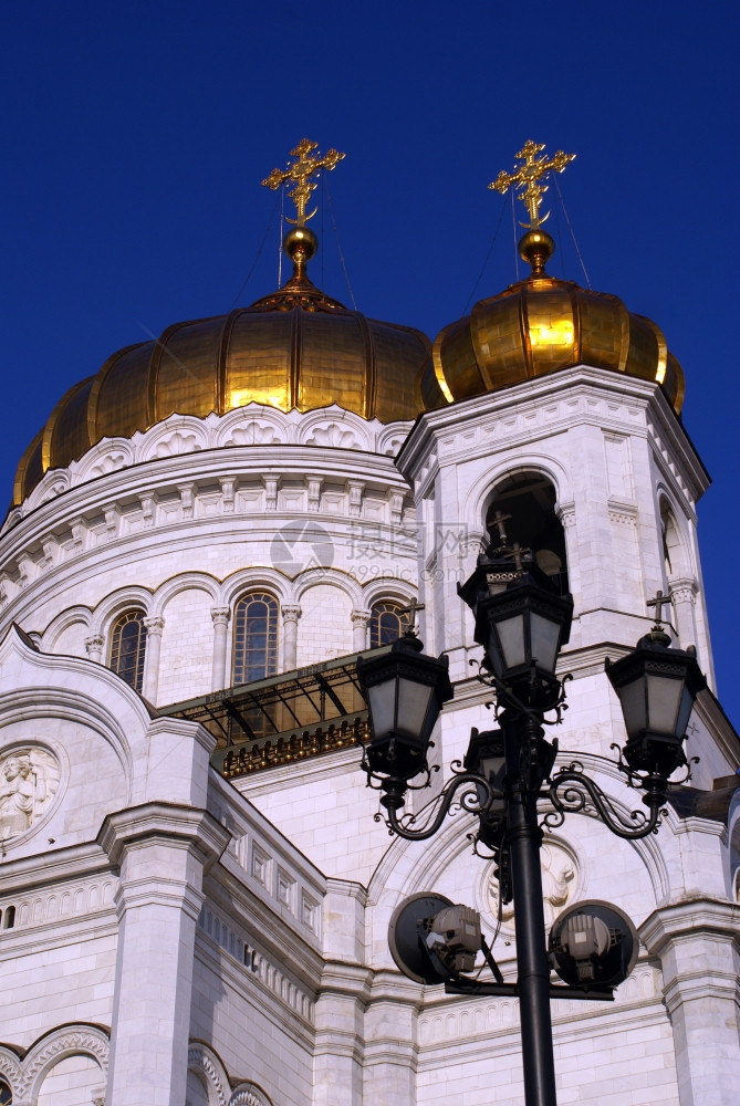 莫斯科俄罗大教堂墙和圆顶图片