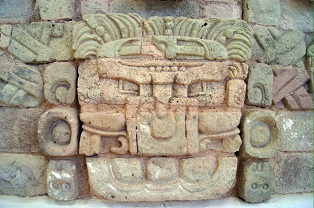洪都拉斯科潘马塞姆的雅神石脸背景图片