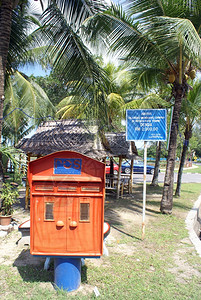 马来西亚红邮箱和棕榈树图片