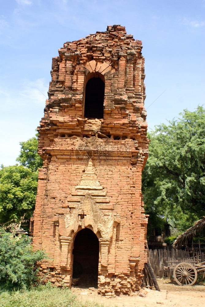 缅甸巴甘旧砖寺的废墟图片