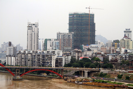 卢州新桥和建筑背景图片