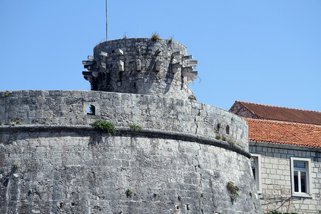 克罗地亚Korchulsa的石塔和建筑图片