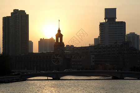 上海河日落图片