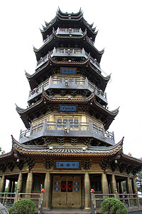 珠华山佛教寺高塔背景图片