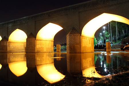 伊朗三十三孔桥伊朗斯法罕夜光大弧桥背景