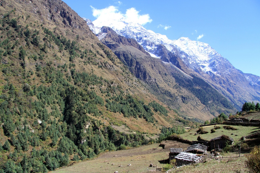 尼泊尔山区村的房屋图片