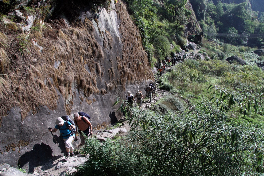 尼泊尔山中安纳普人行踪上的图片