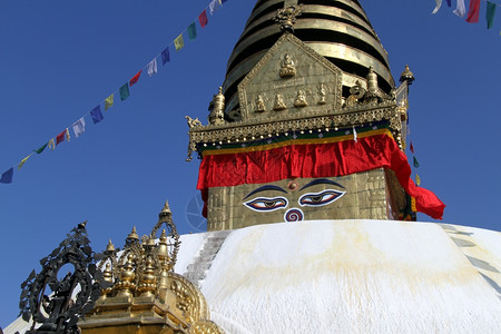 曼特宁尼泊尔加德满都的斯韦安布努特塔背景