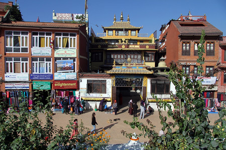 尼泊尔加德满都StupaBodnath附近寺庙防墓建筑图片