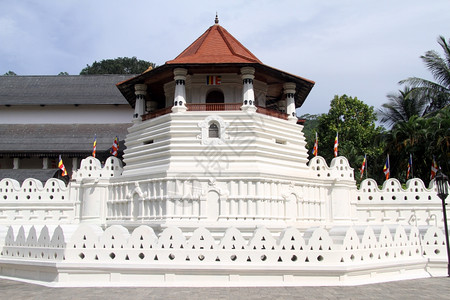 斯里兰卡坎迪牙寺塔和墙壁背景图片