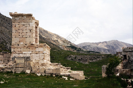 土耳其Sagalassos古老寺庙的废墟图片