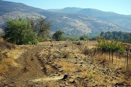 以色列Dan集体农场附近的泥土和栅栏图片