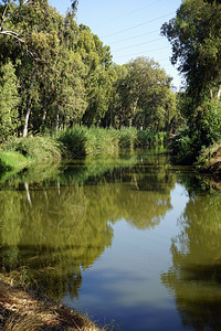以色列特拉维夫的树木和Yarkon河图片