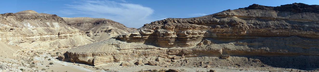 以色列Negev沙漠的Ravine和山丘图片