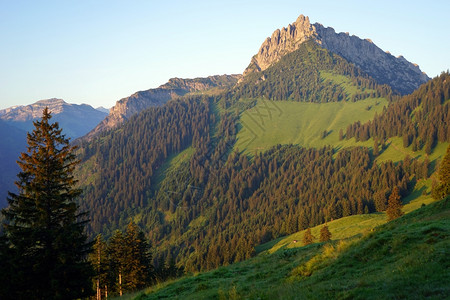 上午在利赫滕斯坦山区背景图片
