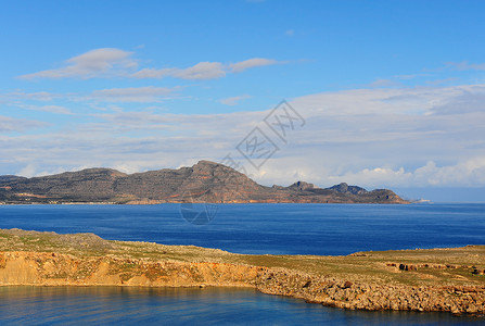 罗德斯岛典型的希腊海景罗得斯岛背景