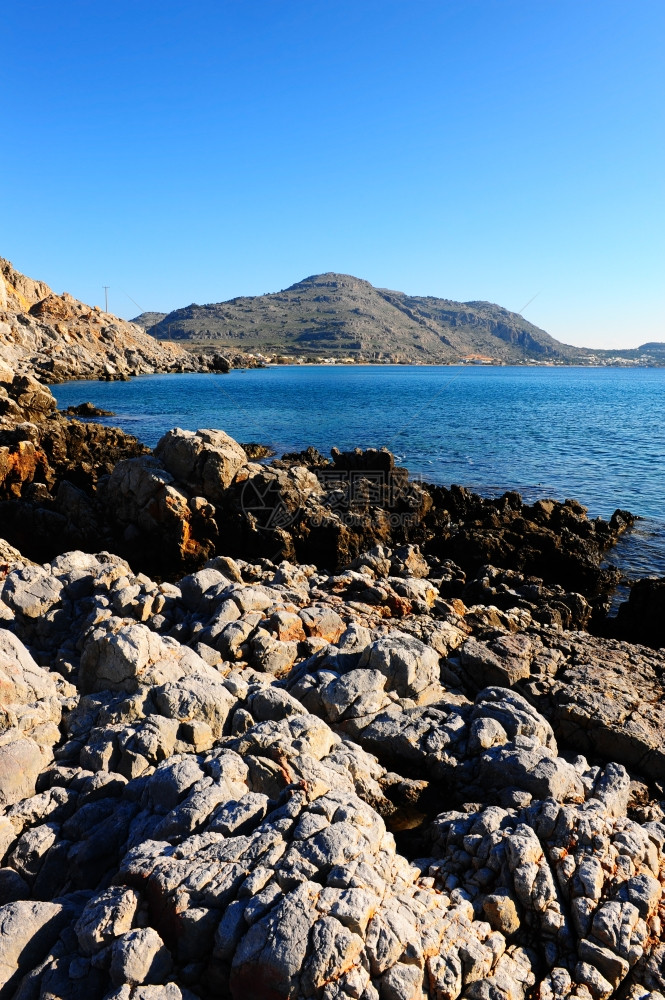 典型的希腊海景罗得斯岛图片