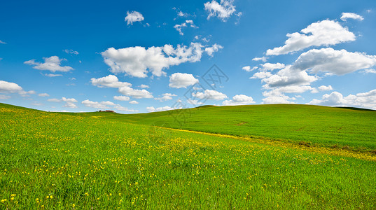 农场环绕着托斯卡纳的挤压草地环绕着农场背景图片