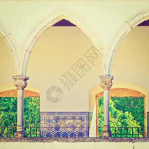 葡萄牙托马尔市圣殿城堡内部Instagram效应高清图片