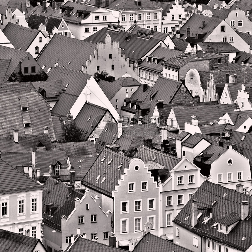 德国巴伐利亚兰地壳镇空中视图Retro图像过滤样式图片