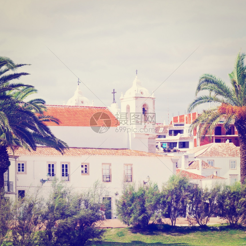 葡萄牙洛戈斯市中心城墙视图图片