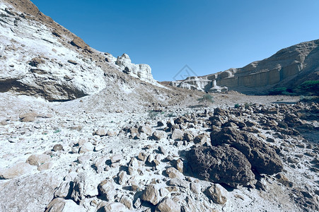 西岸犹太沙漠的峡谷Retro图像过滤风格图片
