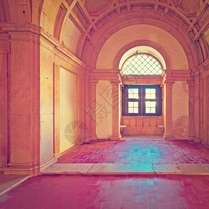 葡萄牙托马尔市圣殿城堡内部Instagram效应高清图片