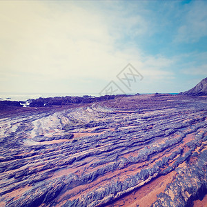 葡萄牙大西洋沿岸的黑岩Instagram效应图片