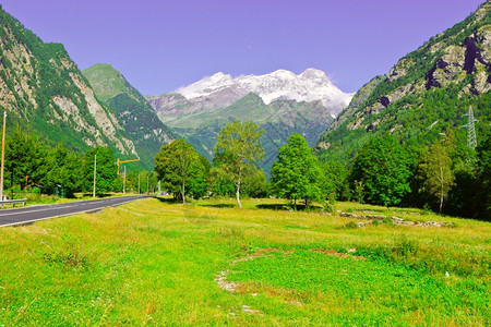 通向阿尔卑斯山雪峰的阿法特路图片