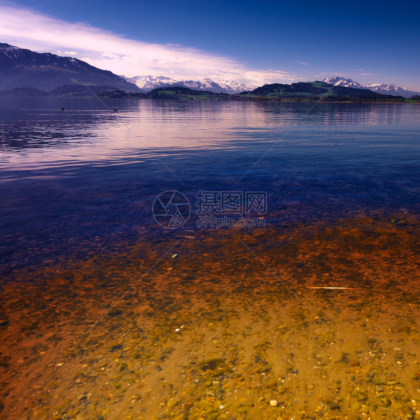 日落瑞士Zuger湖图片
