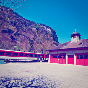 瑞士阿尔卑斯山铁路站Instagram效应图片