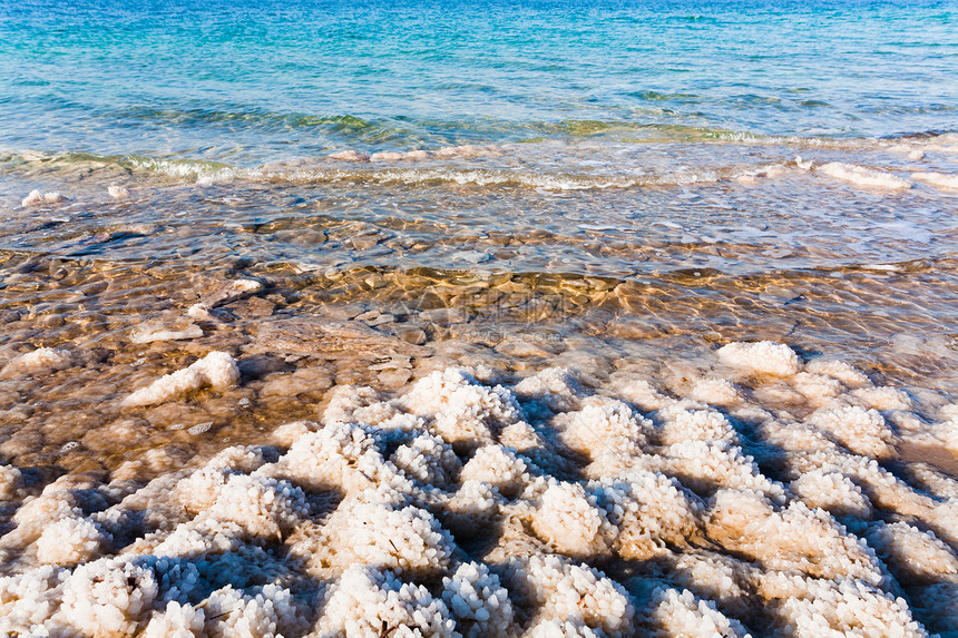 约旦死海水晶线岸图片