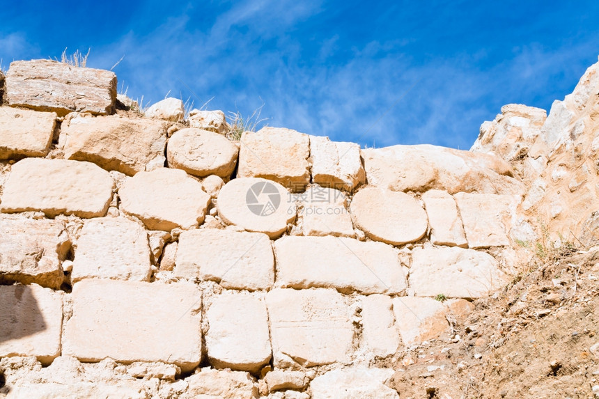 古代十字军约旦Kerak城堡内墙图片