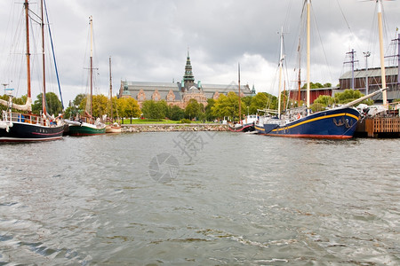 瑞典斯德哥尔摩从海面看北欧博物馆图片