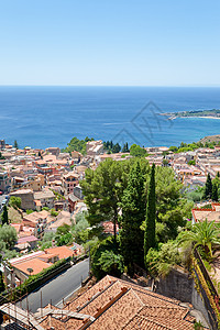 西里岛伊奥尼亚海岸的陶米纳镇图片