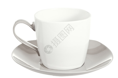 大瓷茶杯白色上隔绝的碟子图片
