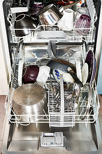 公开内置洗碗机中的脏炊具图片