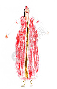 画孩子俄罗斯传统红外衣中的妇女图片