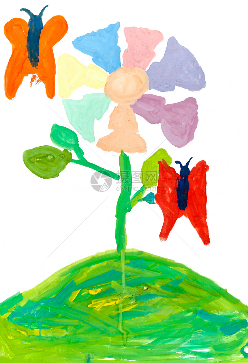 儿童画魔法七石花和蝴蝶图片