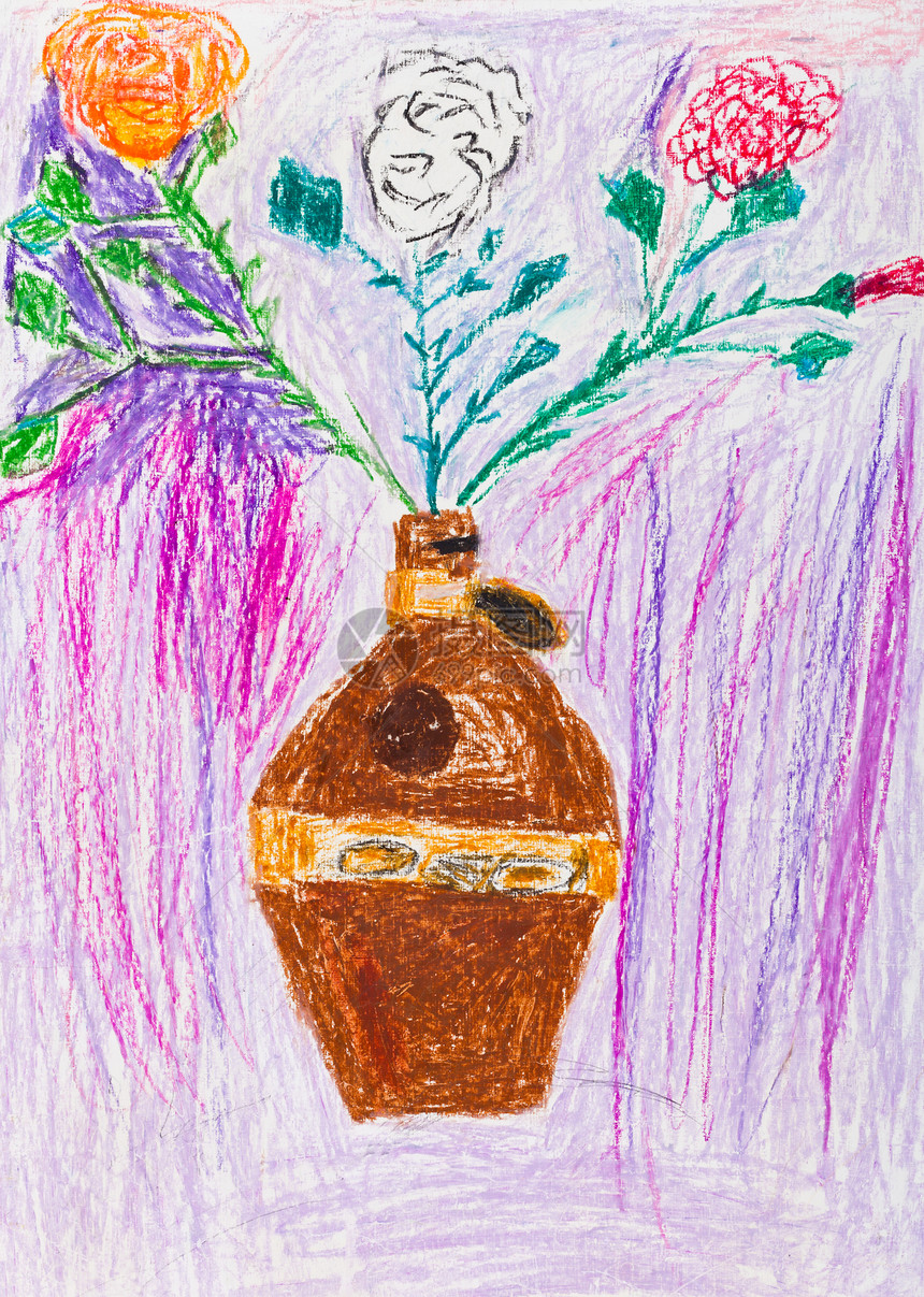 儿童画陶瓷炉中三玫瑰的死活图片
