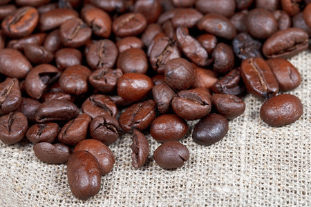 许多烤咖啡豆被炒熟后烤的咖啡豆图片
