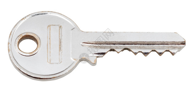 白色背景隔离的圆筒锁用钢门钥匙图片