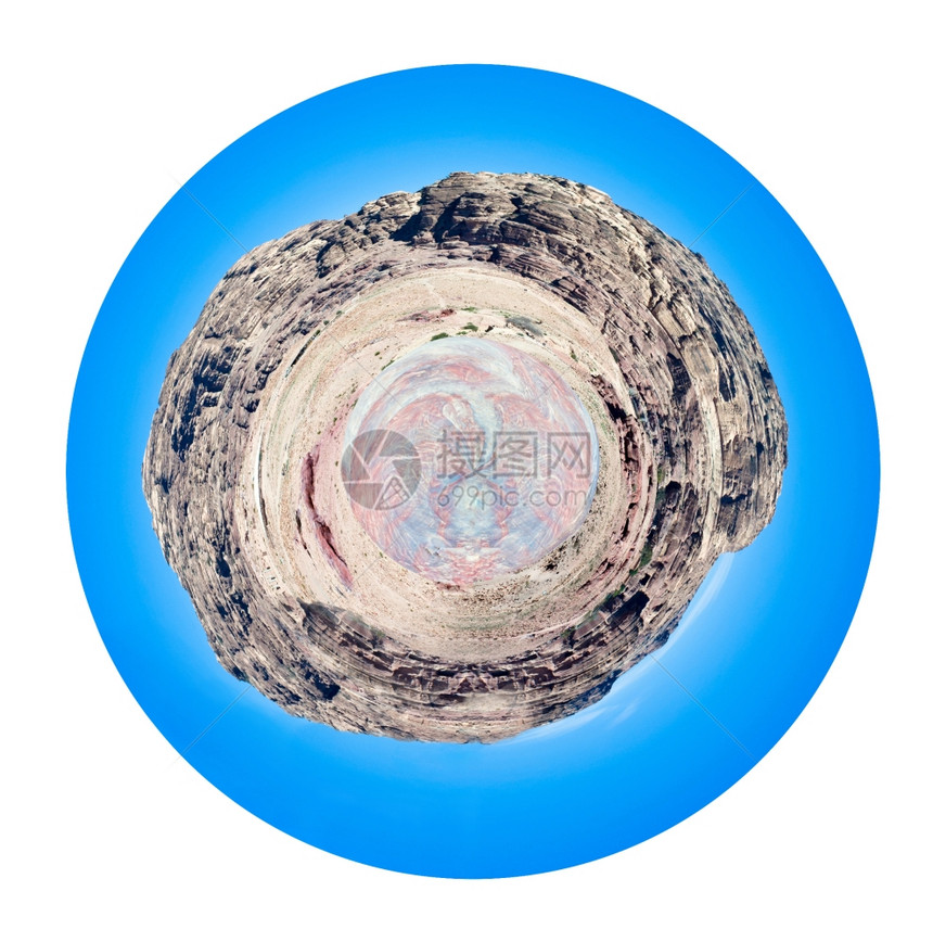 约旦佩特拉河谷多色石头沙漠的球形观察图片