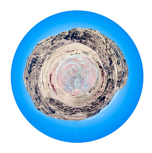 约旦佩特拉河谷多色石头沙漠的球形观察图片