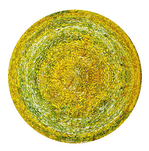 绿色系小圆圈小行星以白色背景隔绝的夏日草原黄色和白甘菊的球形视图背景