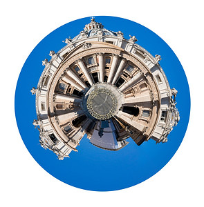 环纹意大利罗马梵蒂冈圣彼得广场和大教堂的球形观察背景
